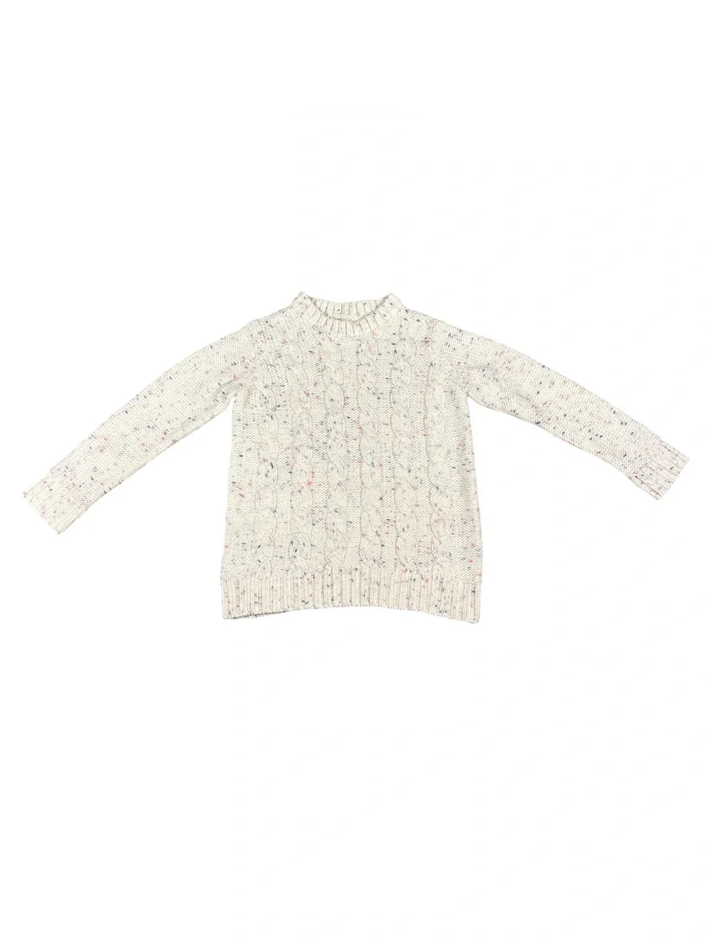 OshKosh B’gosh Girls Size 8 Cable Knit Sweater Cream Confetti Speckled Pullover